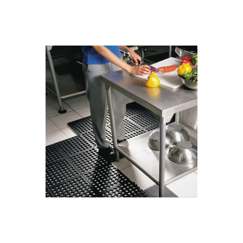 Feiona Nonslip Rubber Drainage Mat, Commercial Kitchen Floor Mat with Holes, Heavy Duty Rubber Floor Mat for Indoor/Outdoor Restaurant Bar Industrial